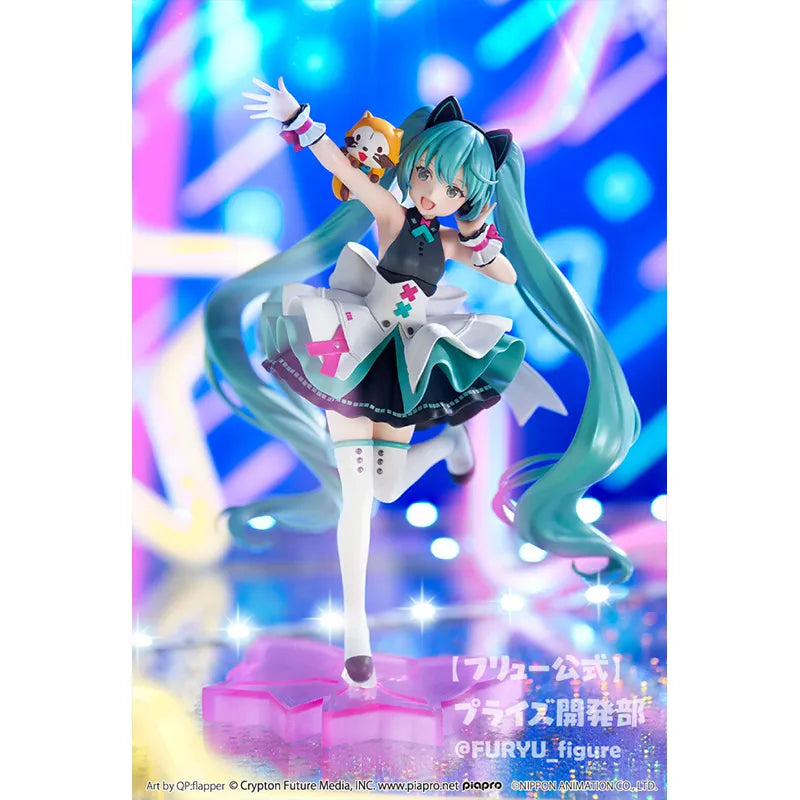 Furyu Exceed Creative Figure Hatsune Miku Raccoon Cube A New Era of the Internet Kawaii Anime Figure Action Model Collect Toys