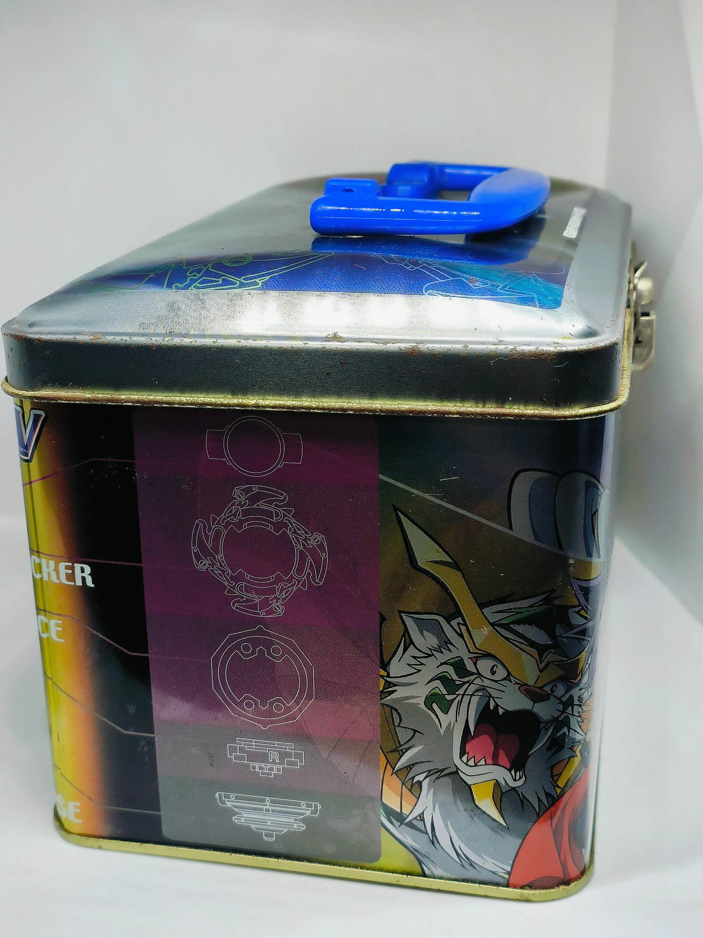 Beyblade Can Box with Trading Cards Beyblade CCG Character Card Game Booster Conqueror of the Continent featuring Kai and Demolition Boys