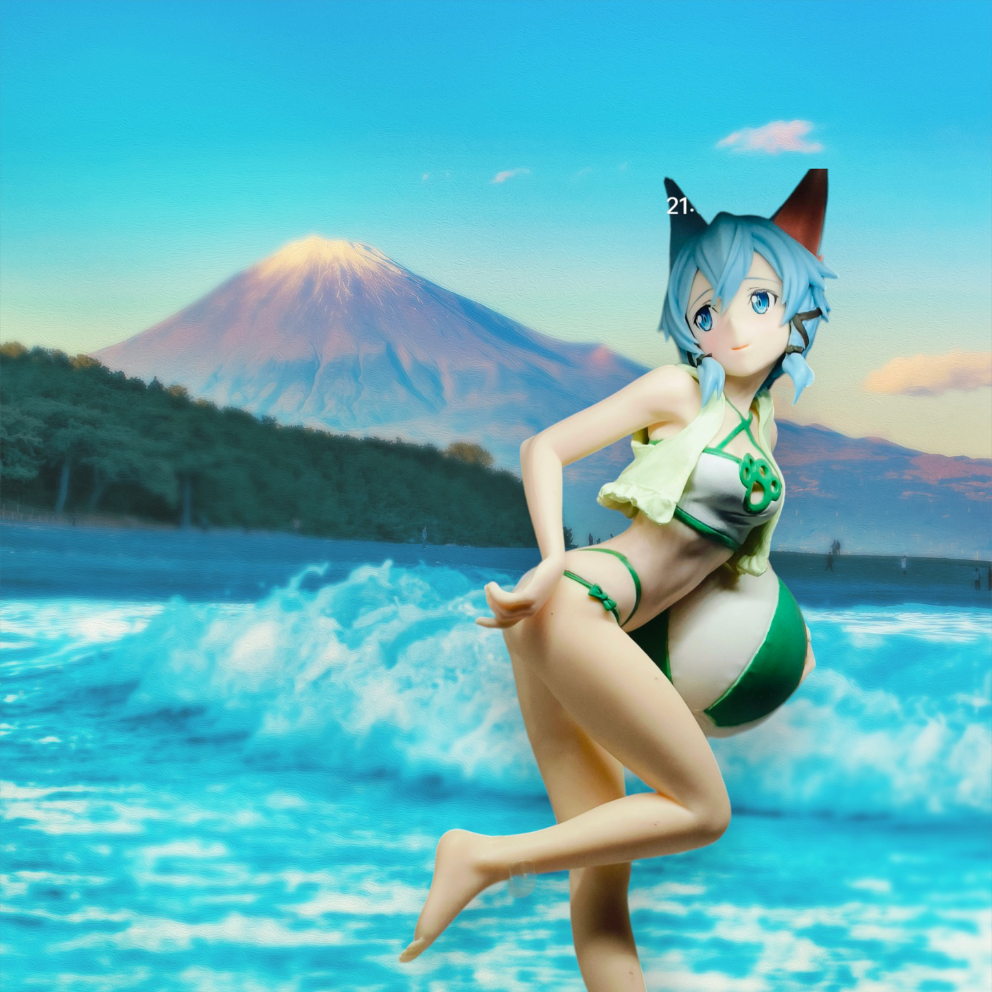 Anime Sword Art Online Action EXQ Figure Cat Ear Girl Style Asada Shino Code Register Ver Model Sexy Bikini Swimsuit Doll