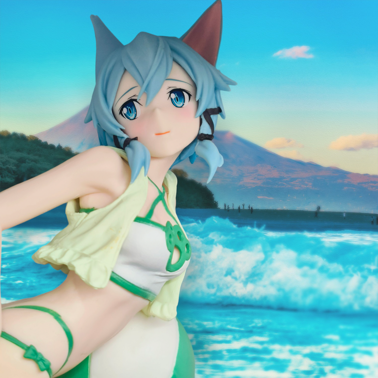 Anime Sword Art Online Action EXQ Figure Cat Ear Girl Style Asada Shino Code Register Ver Model Sexy Bikini Swimsuit Doll