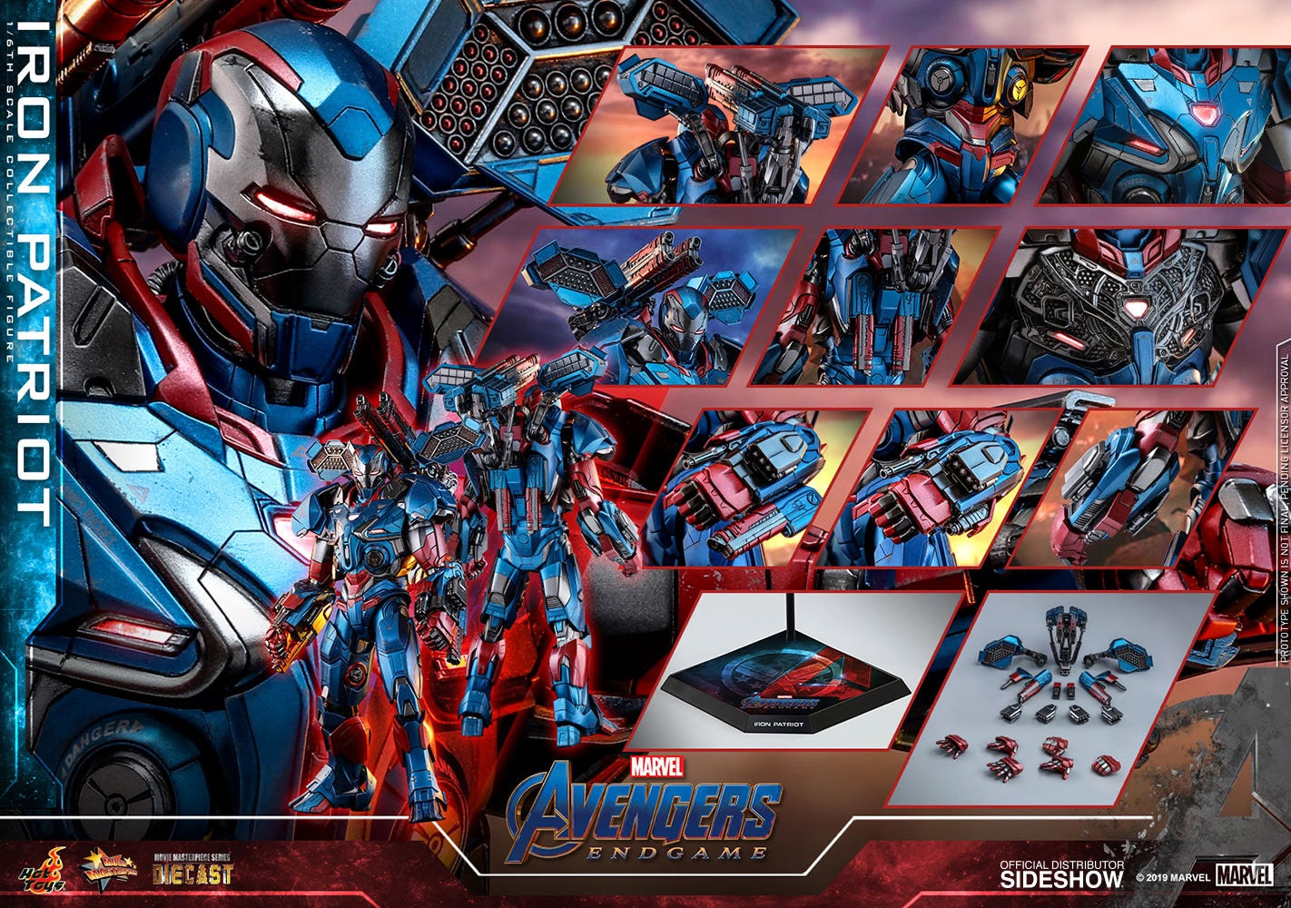 Hot Toys Avengers Endgame Iron Patriot MMS547 D34 1/6th Scale Figure